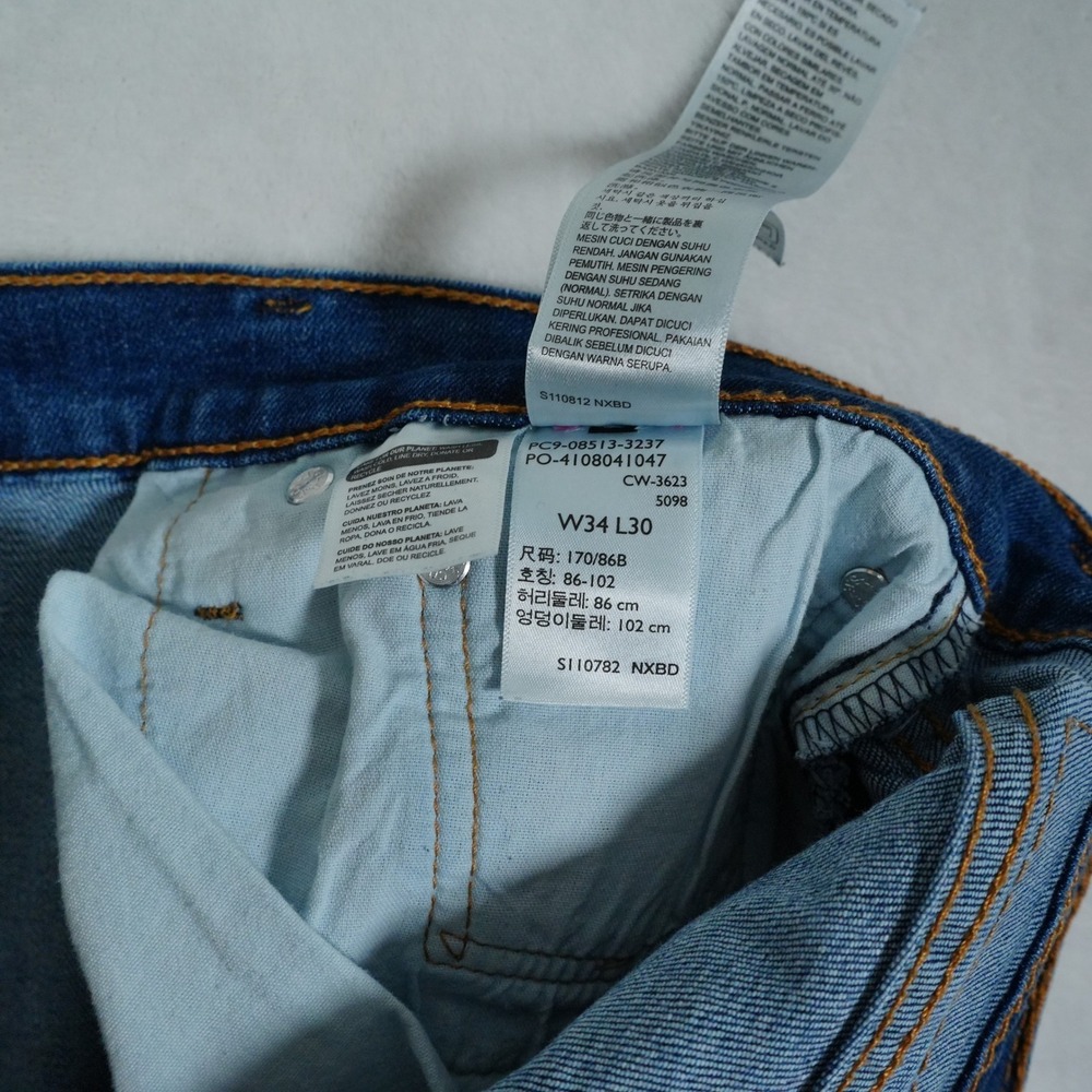 Levis 513 Slim Straight Blue Jeans Mens 34x30 Medium Wash Denim Pants - Picture 2 of 6